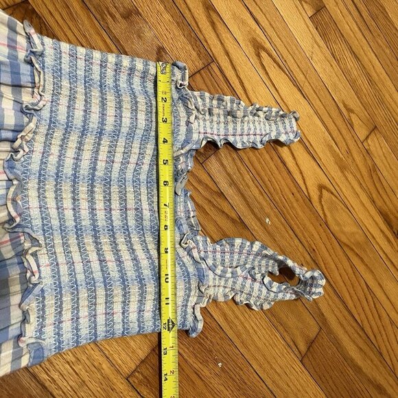 Rails Rumi Smocked Blue Ivory Sky Cherry Midi Linen Blend Dress Size Medium - Picture 10 of 11